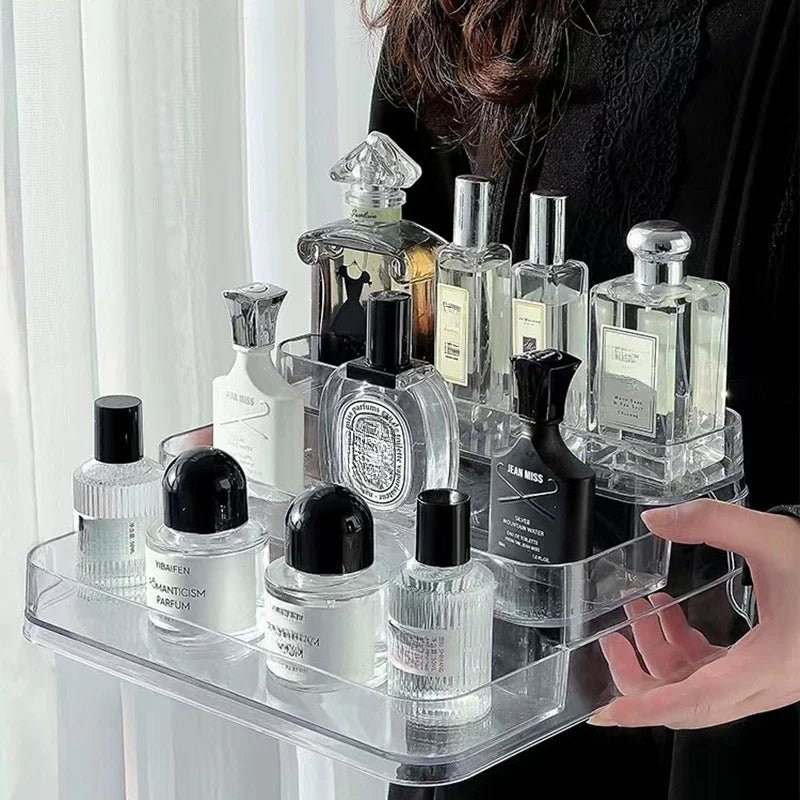 3-Tier Desktop Perfume Organizer & Tray – Luxury Cosmetic Storage Rack - Trendart