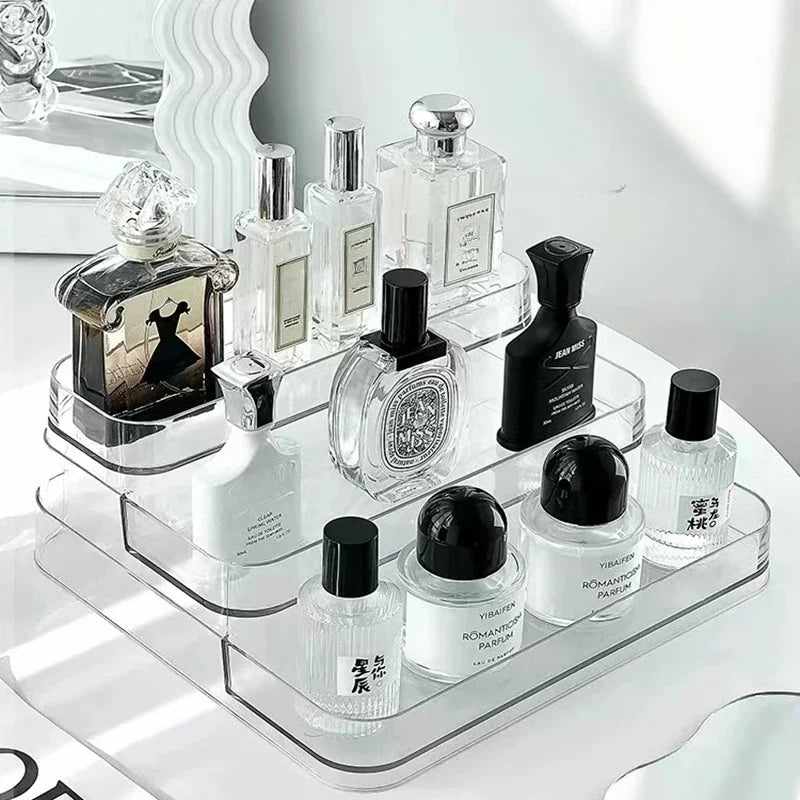 3-Tier Desktop Perfume Organizer & Tray – Luxury Cosmetic Storage Rack - Trendart