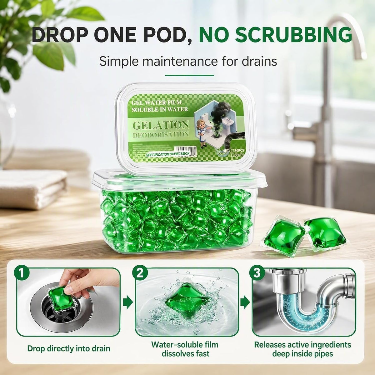DrainFresh™ Gel Pods – Eliminate Bad Odors & Keep Drains Clean - Trendart