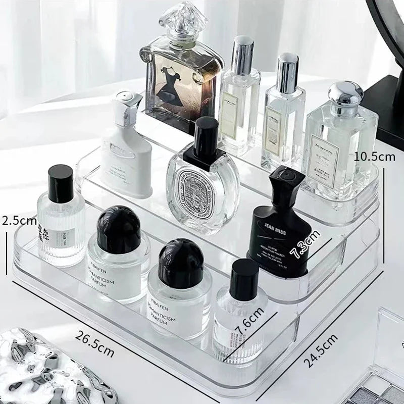 3-Tier Desktop Perfume Organizer & Tray – Luxury Cosmetic Storage Rack - Trendart
