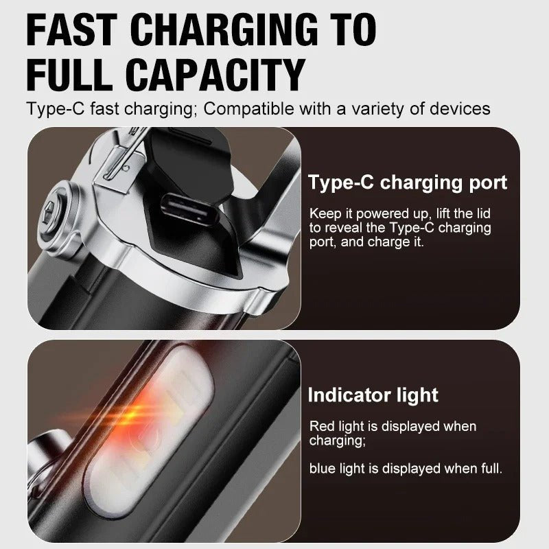7 Multifunctional Portable Flashlight Keychain - Trendart