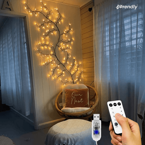 96 LED Large Size Warm White Tree Branch Smart LED with Remote - Trendart