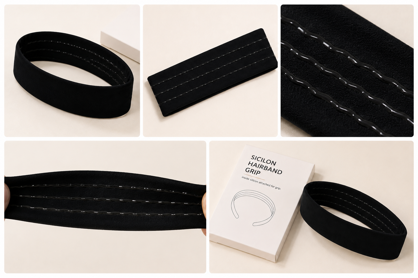 Silicon hairband grip