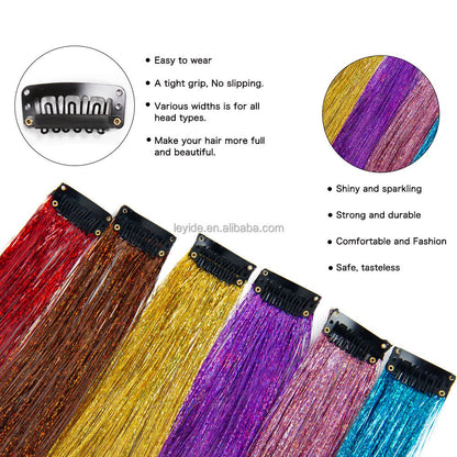 Glitter Hair Tinsel Extensions - Trendart