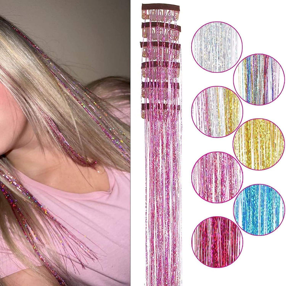 Glitter Hair Tinsel Extensions - Trendart