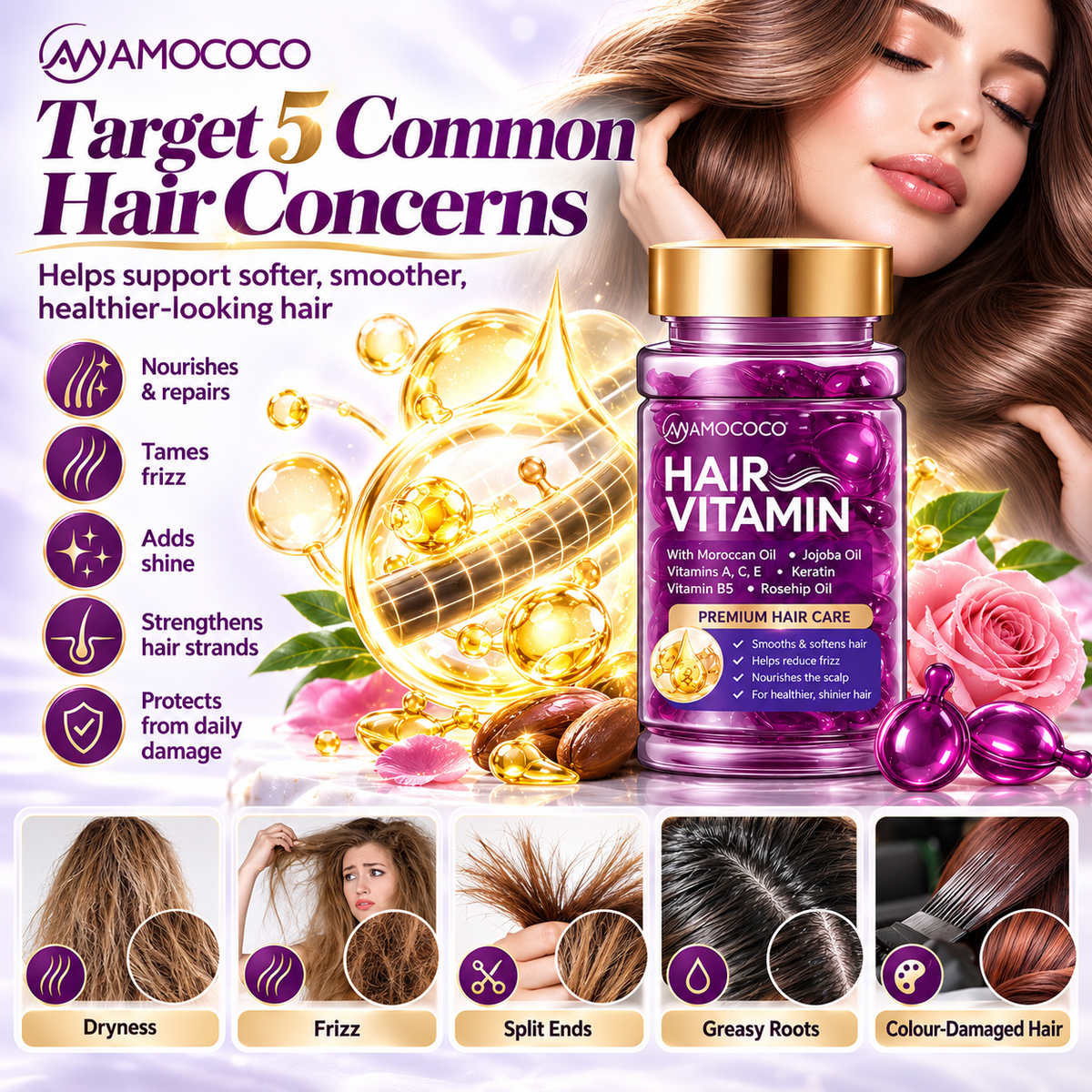 Hair Vitamin Shine & Frizz Control Capsules - Trendart