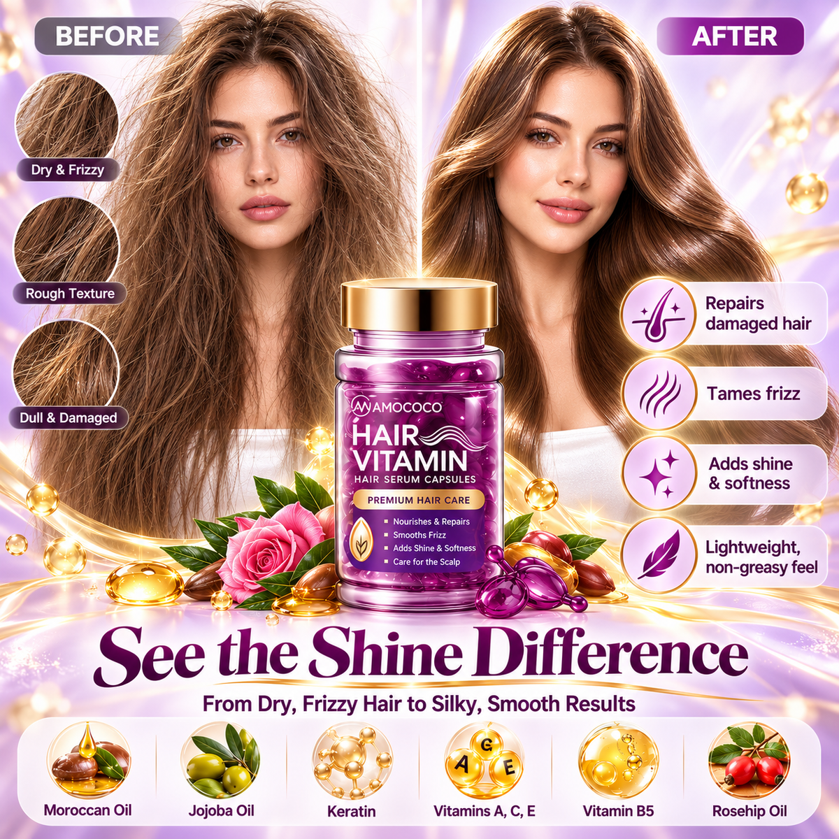 Hair Vitamin Shine & Frizz Control Capsules - Trendart