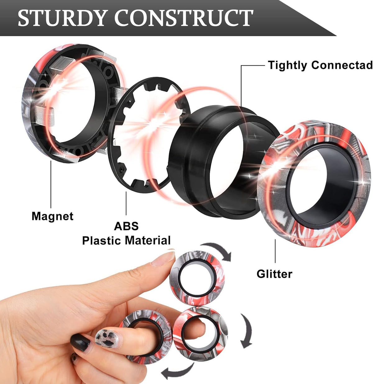 🧲 Imported Magnetic Rings Finger Spinner - Trendart
