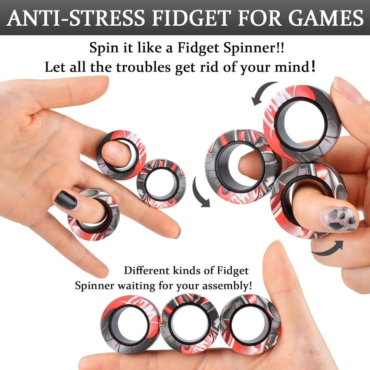 🧲 Imported Magnetic Rings Finger Spinner - Trendart