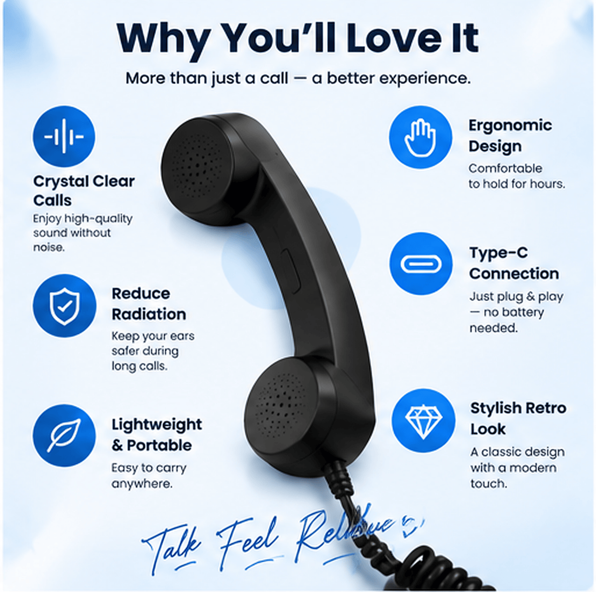 📞 Imported Retro telephone handset with Type-C interface 📞 - Trendart