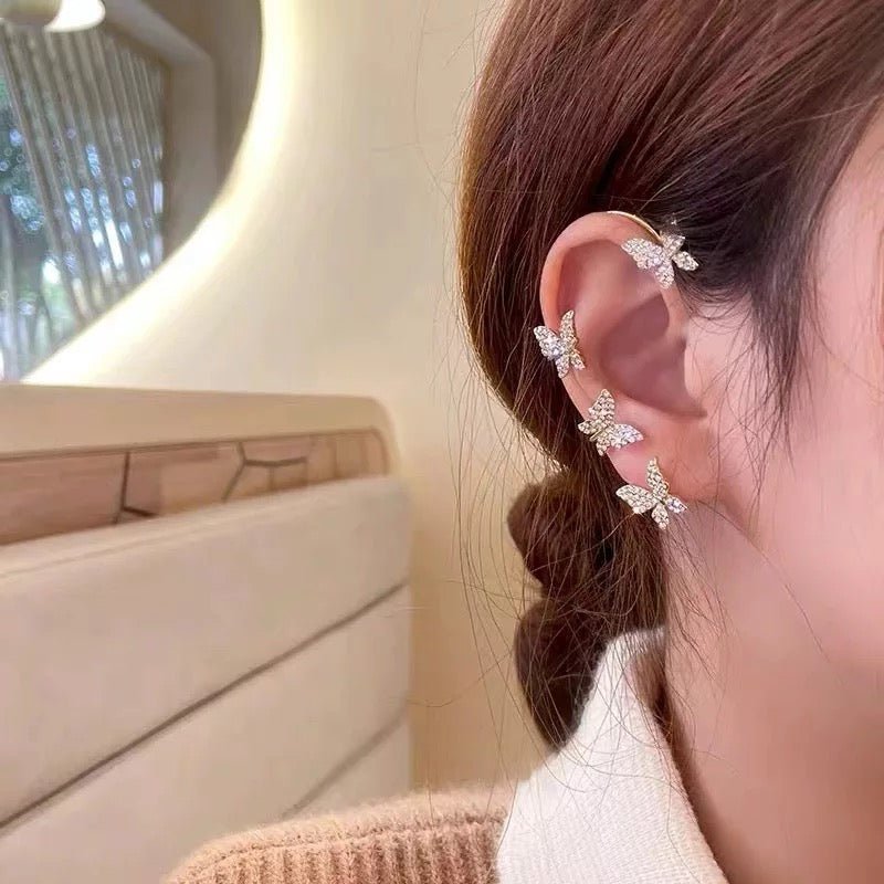 Korean Butterfly Ear Cuff 2Pcs/Set - Trendart