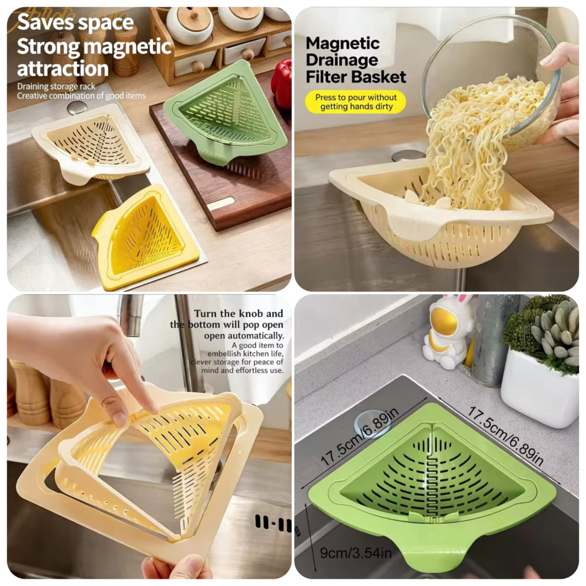 Magnetic Corner Sink Drain Basket Strainexa - Trendart