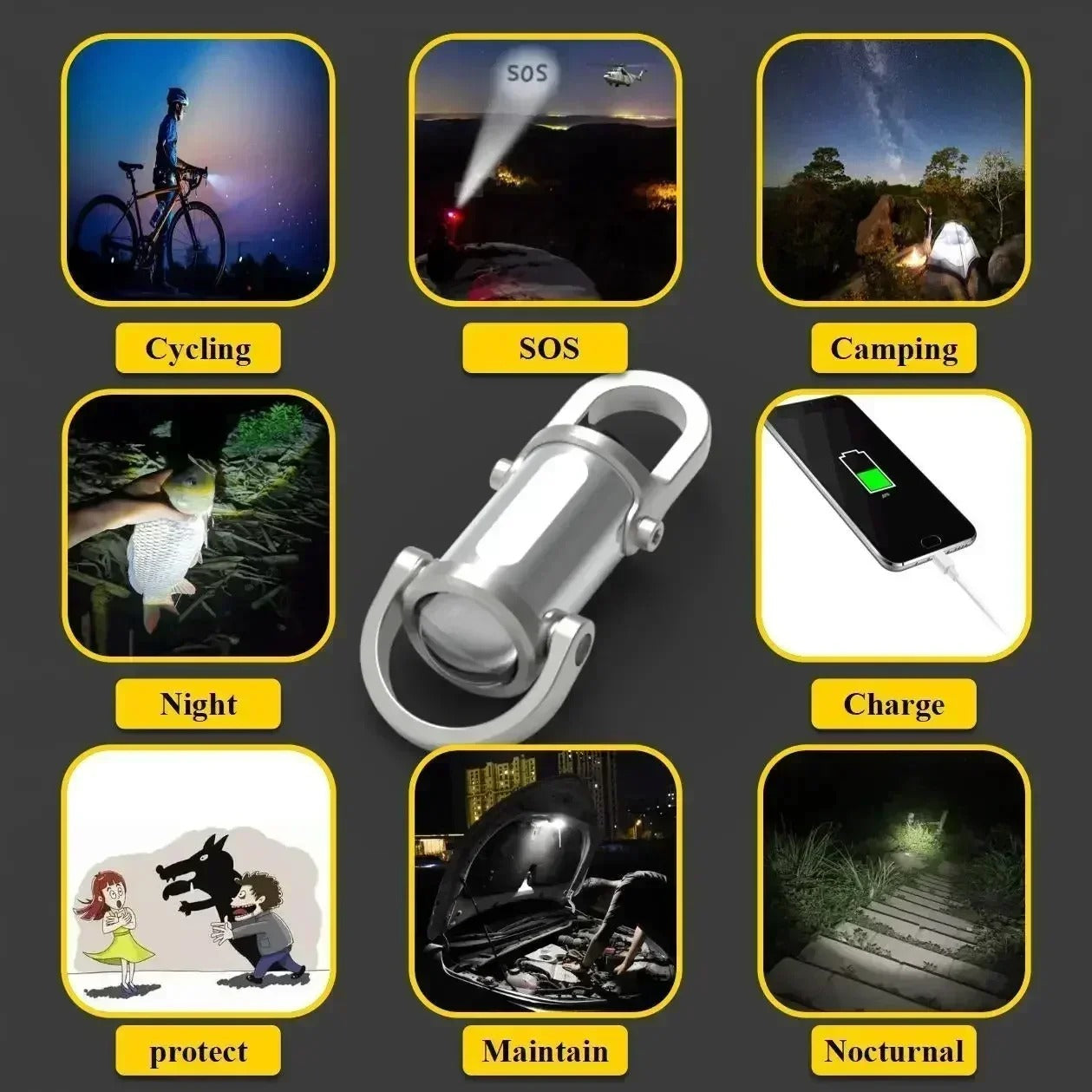 USB Recharble Multifunctional flashlight Keychain