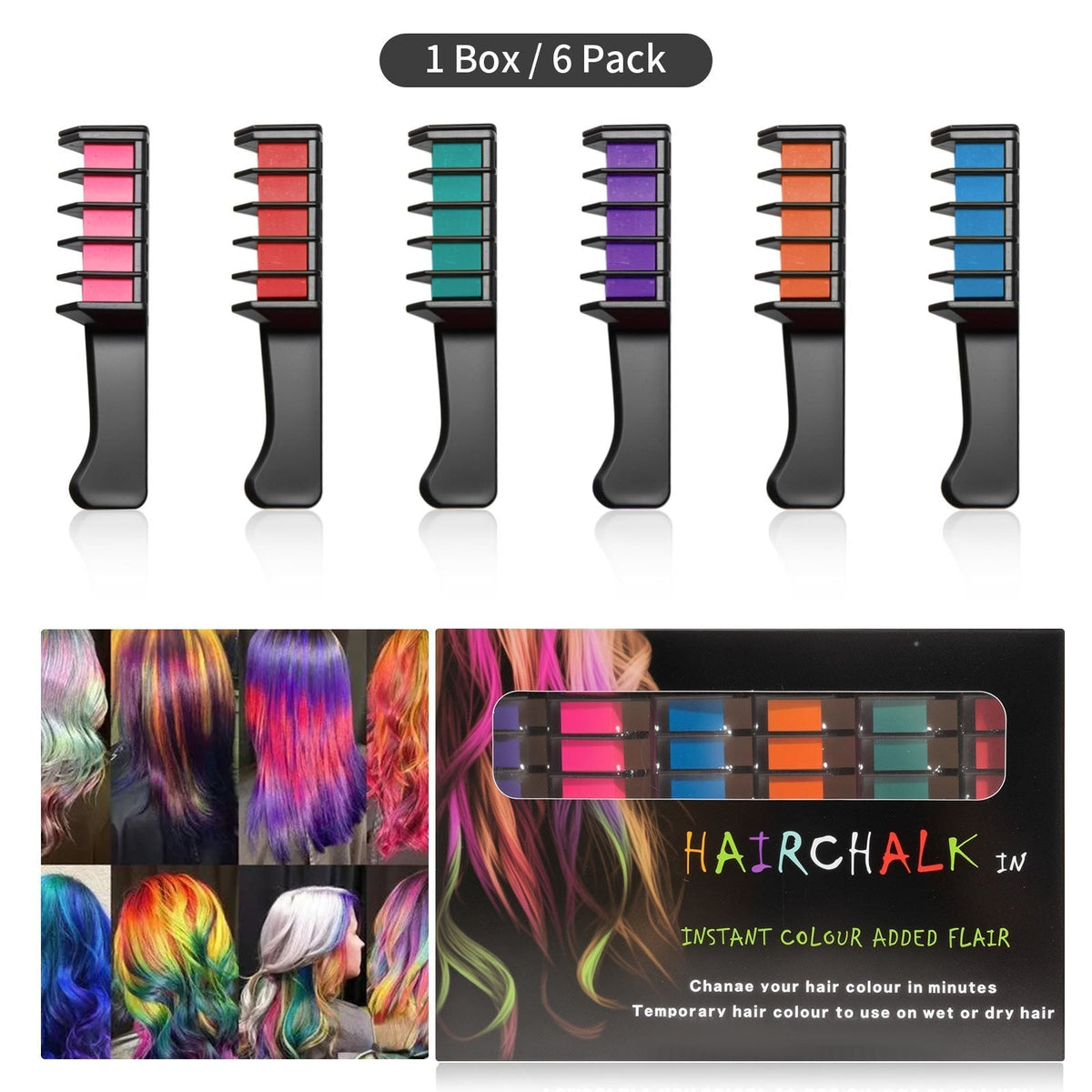 Temporary Hair Dye Chalk Comb- Cruelty Free - Trendart
