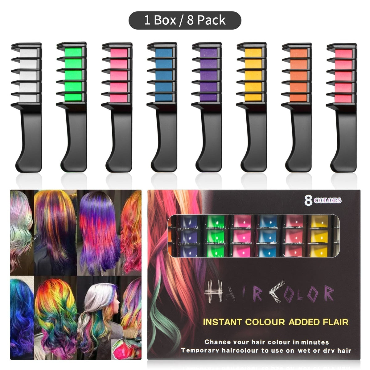 Temporary Hair Dye Chalk Comb- Cruelty Free - Trendart